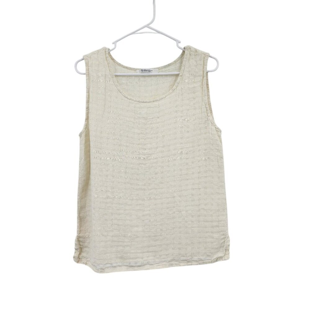 Aly Wear Women's 100% Linen Gauze Sleeveless Boxy Top - M